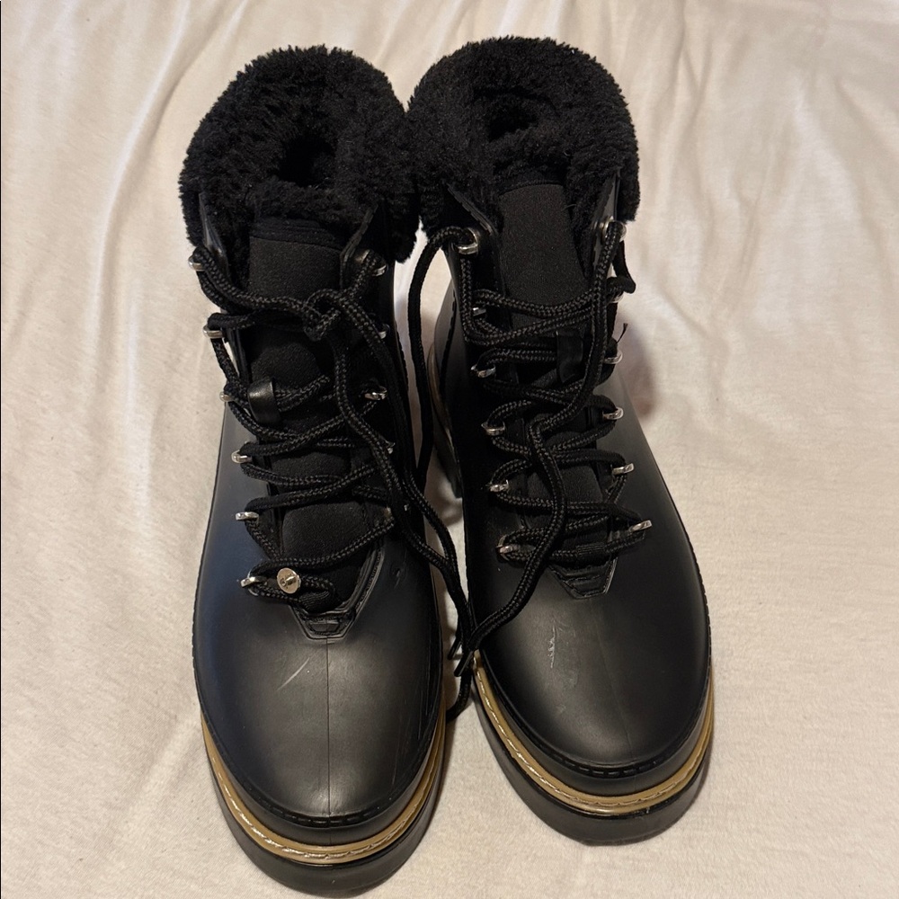 Marc Fisher Black Fur-Trimmed Ankle Boots - Picture 4 of 4